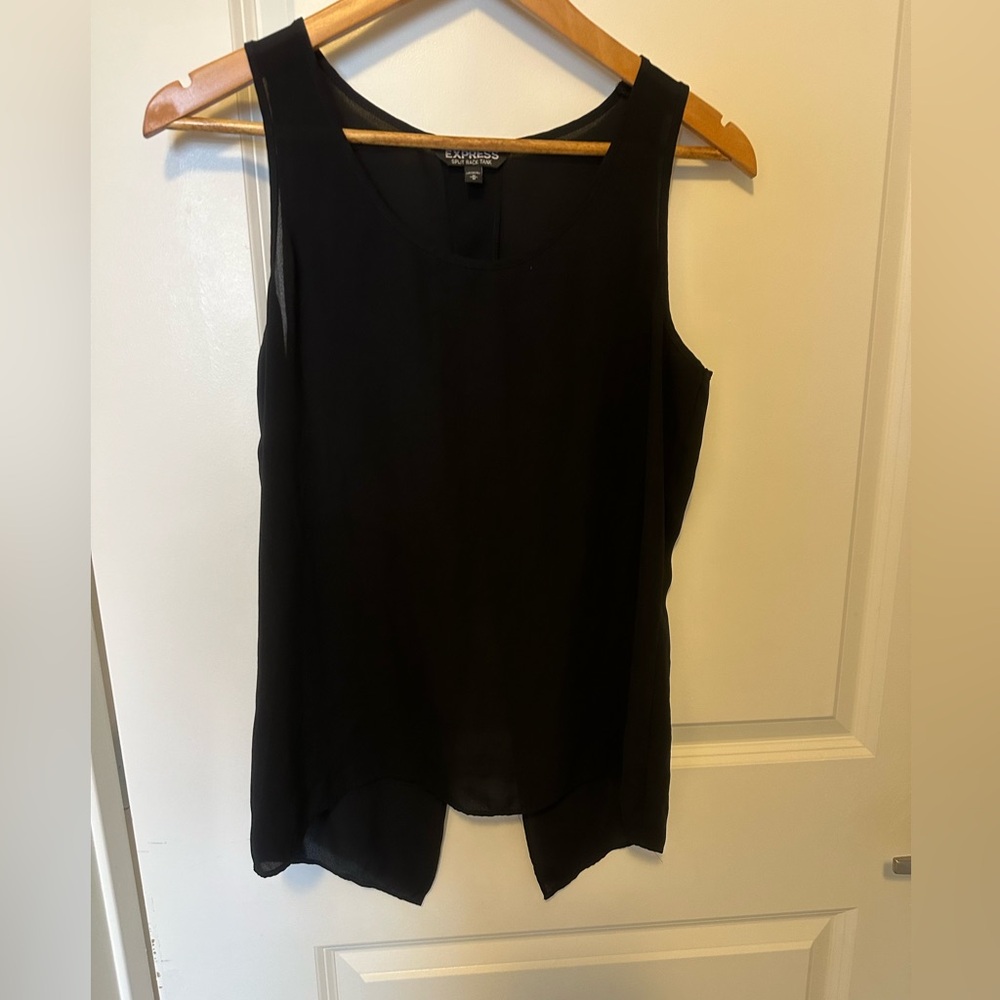 Express Medium Black Split Back Tank Blouse. Exce… - image 1